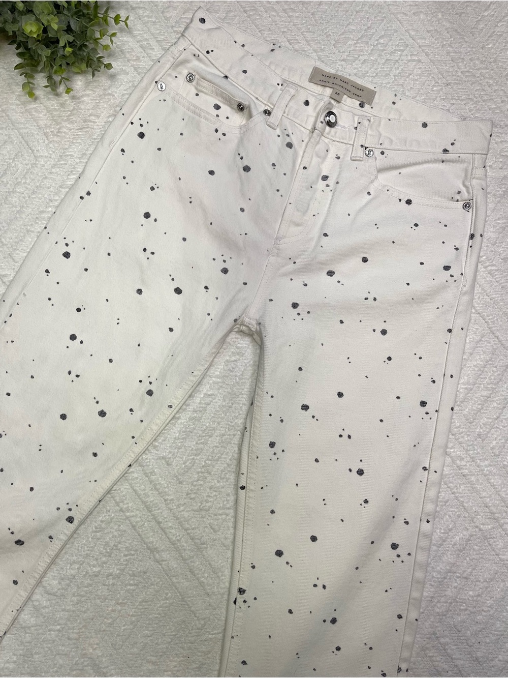 Marc by Marc Jacobs Boyfriend Crop Jeans White Black Speckled Pants Women’s 25